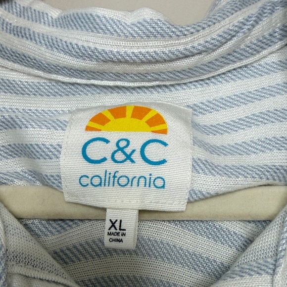 C&C California Blue and White Striped Button Down Shirt - Picture 4 of 8